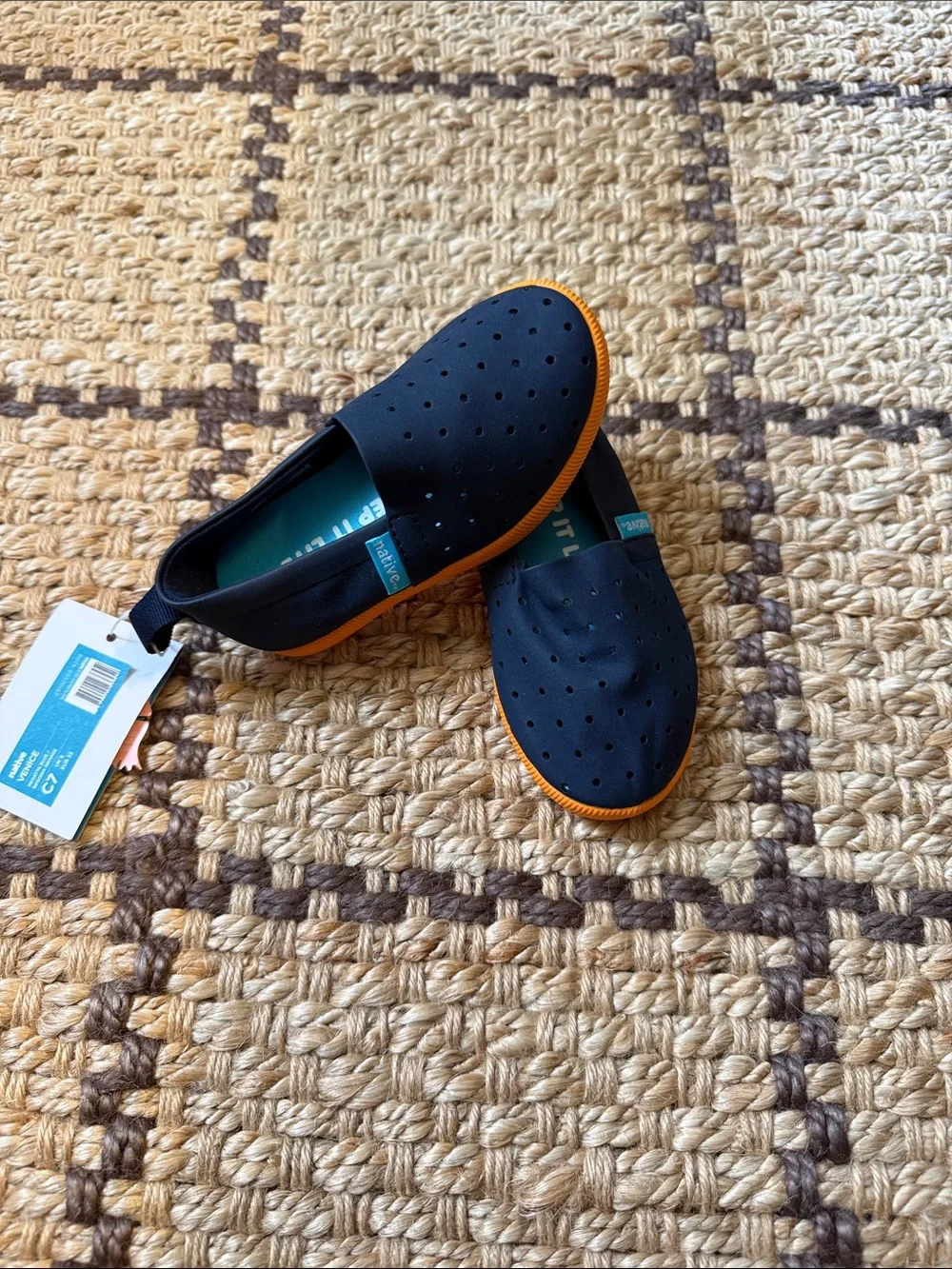 Native Kids Navy and Orange Slip-On Water Shoes